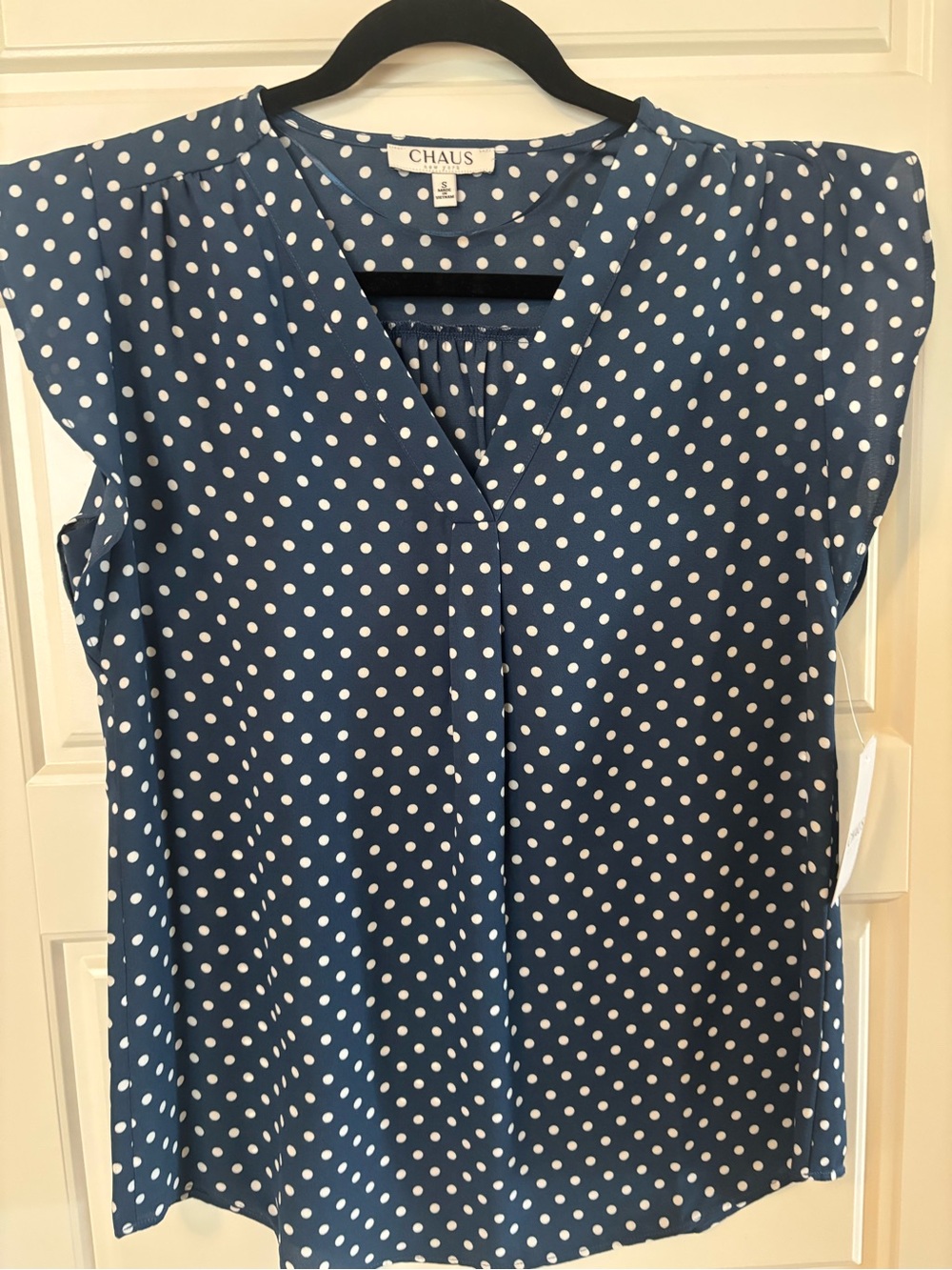 NWT Chaus Blue Polka Dot Blouse